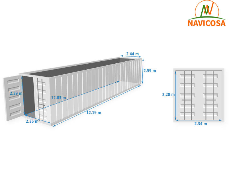 Container 40 feet bao nhieu khoi