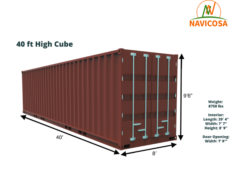 Kich thuoc container 40 feet HC