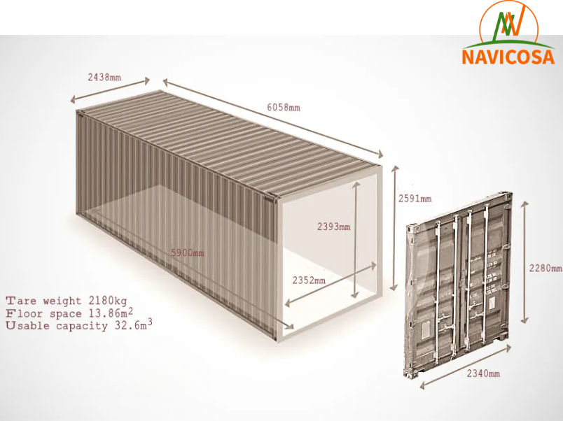 Trong luong va the tich container 20 ft
