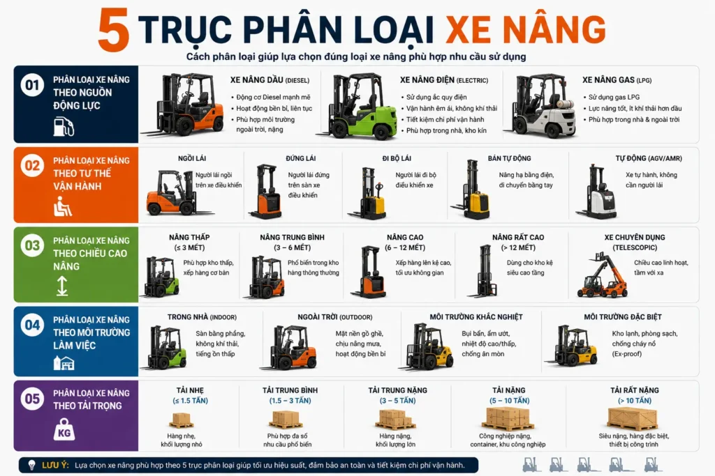 5 cach phan loai xe nang