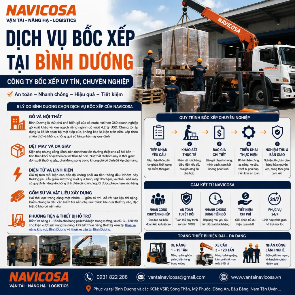 Cac loai hinh dich vu boc xep o Binh Duong pho bien