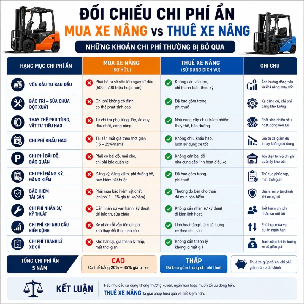 Doi chieu chi phi khi mua va thue xe nang