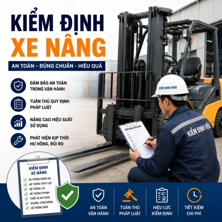 Kiểm định xe nâng: quy trình, thời hạn, chi phí và mức xử phạt 2026