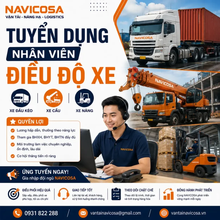 Tuyển Dụng Nhân Viên Điều Độ Xe Đầu Kéo – Xe Cẩu – Xe Nâng