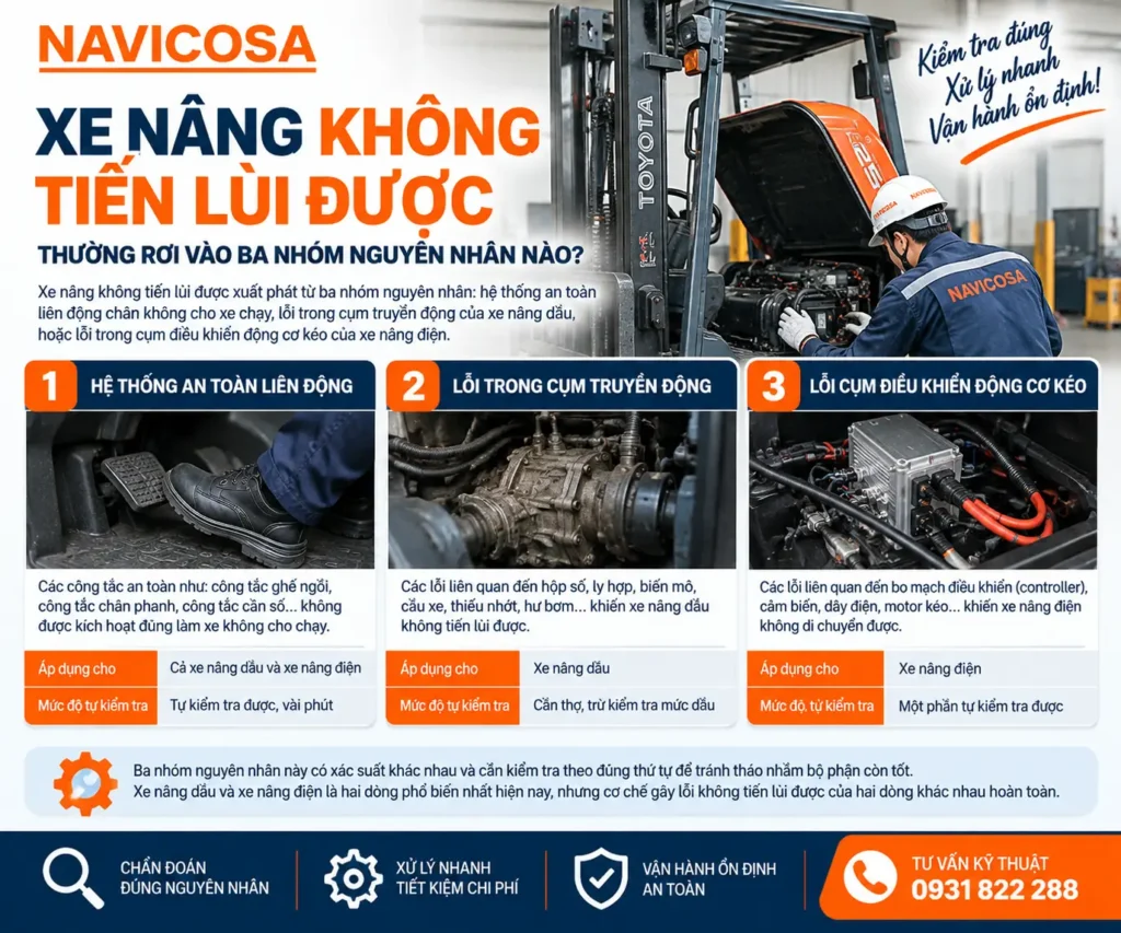 3 nhom nguyen nhan xe nang khong tien lui duọc