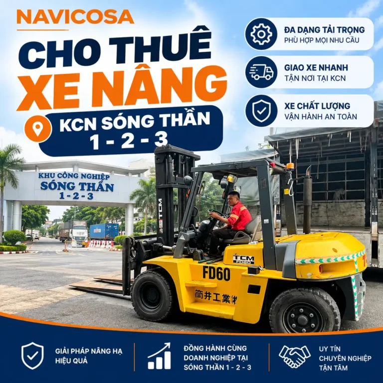 Cho thuê xe nâng hàng tại KCN Sóng Thần 1, 2, 3