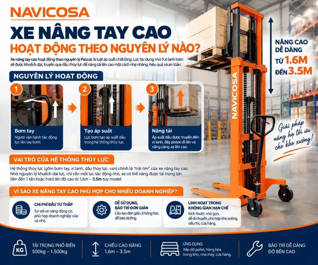 Xe nang tay cao hoat dong theo nguyen ly nao