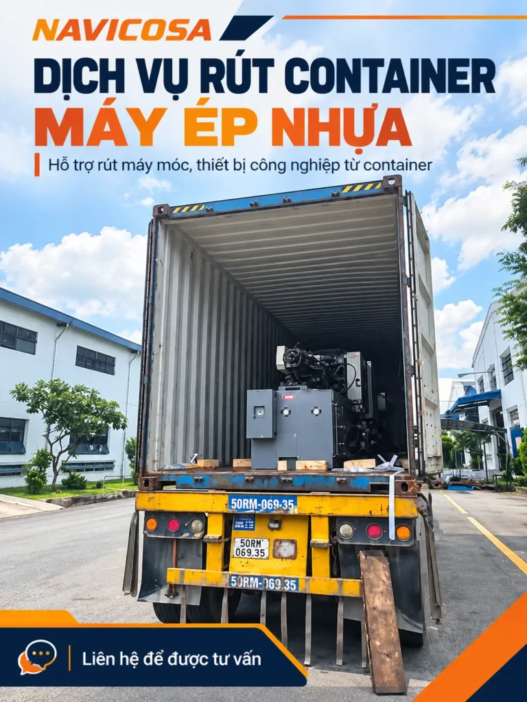 Rut container may ep nhua cong nghiep