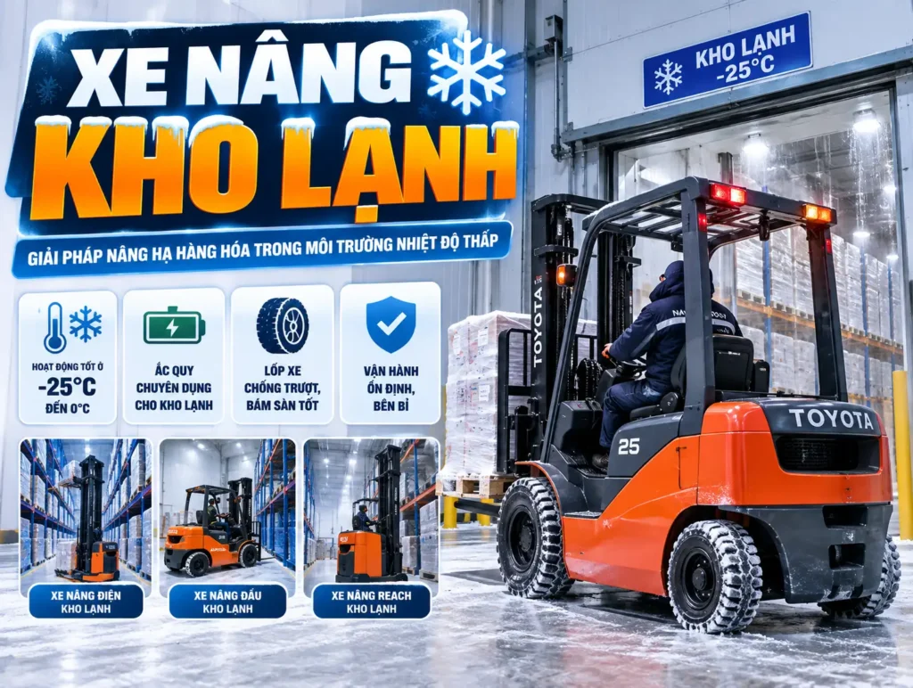 Xe nang dung trong kho lanh